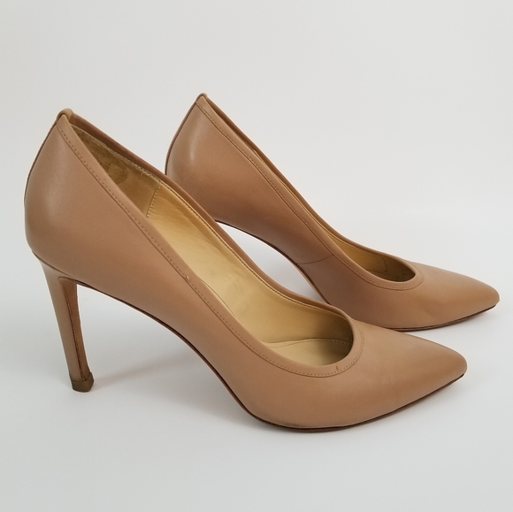 Brian Atwood Shoes - Brian Atwood Malika Nude Leather Pump, Size 10M